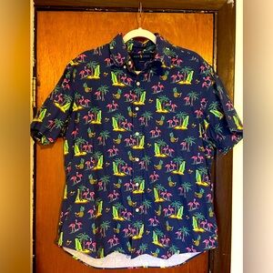 Polo Ralph Lauren Men's Coconut Flamingo Short Sleeve Button Up Hawaiian Shirt